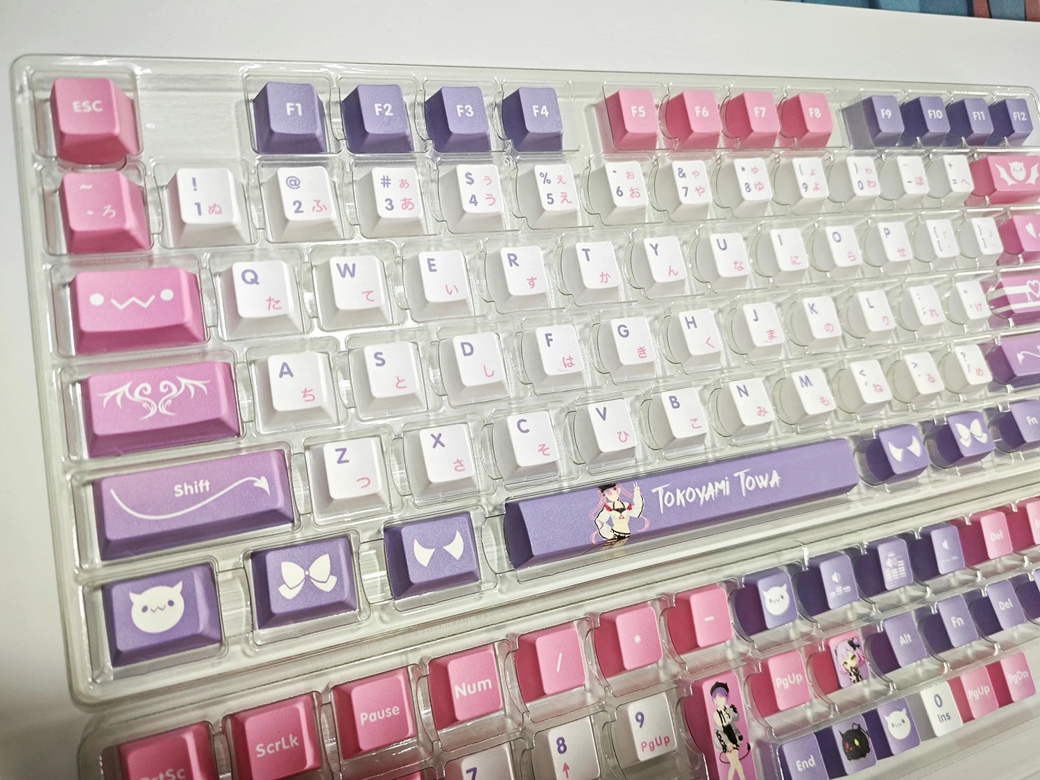 Tokoyami Towa Key Cap, Hololive Vtuber Key Cover, PBT DYE, Sublimação Cherry MX, Cross Axis Switch Keycap para teclado mecânico