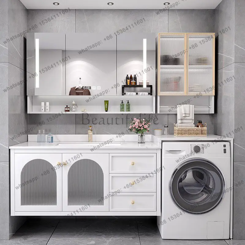 Light luxury smart rock slab washing machine integrated cabinet balcony face wash basin bathroom wash table