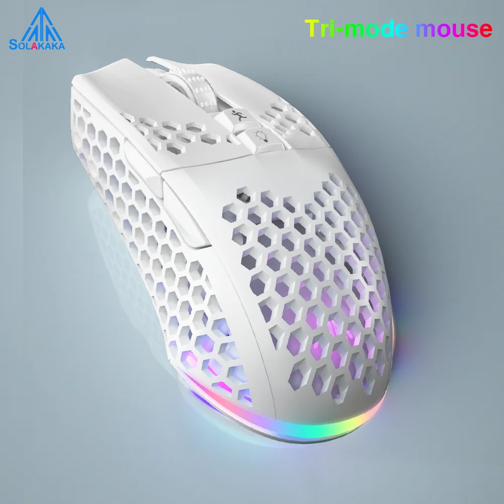 SOLAKAKA Wireless/Wired Gaming E-sports Mouse Ultralight Honeycomb Shell RGB Backlit Adjustable 12800DPI Ergonomic Gamer Mice