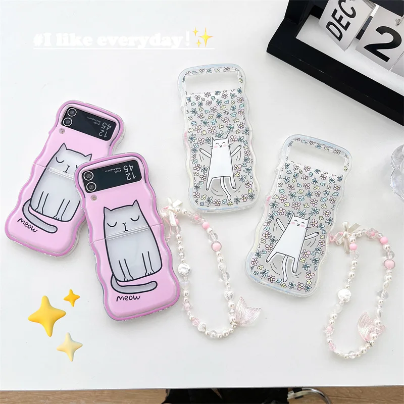 

Flower Line Kitten for Samsung Galaxy Z Flip 7 6 5 4 Protective Back Cover for ZFlip5 ZFlip6 ZFlip7 Case Shell