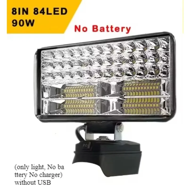84LED 90W LED Work Light Super Bright Portable Rechargeable Floodlight Torch Waterproof For Car Repair Camping Outdoor Garages