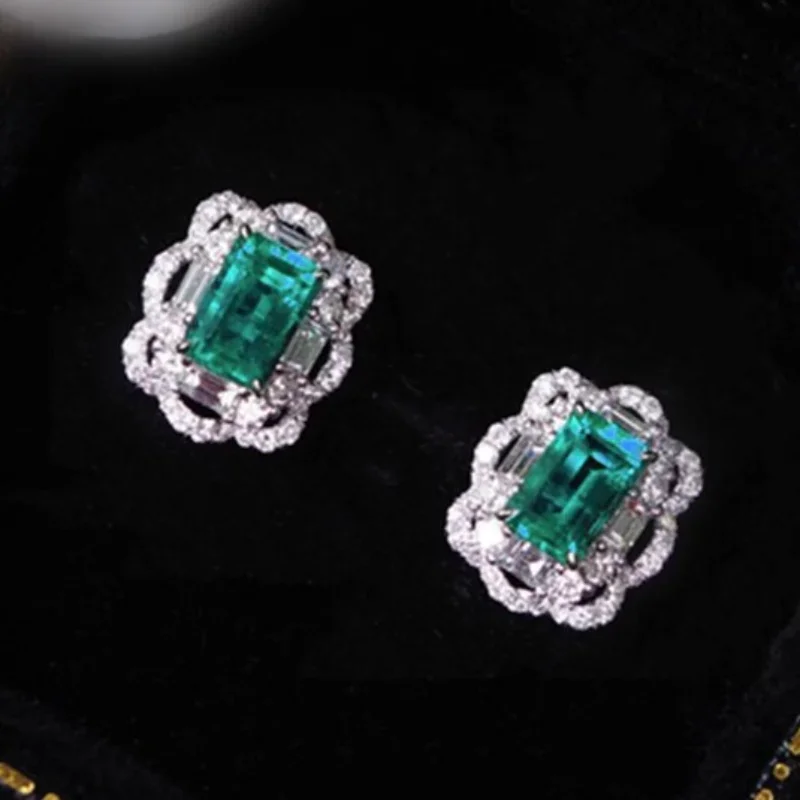 2026 Geometric Green CZ Sparkling Cubic Zirconia Earrings, Suitable for Women\'s Wedding Parties, Elegant  Jewelry