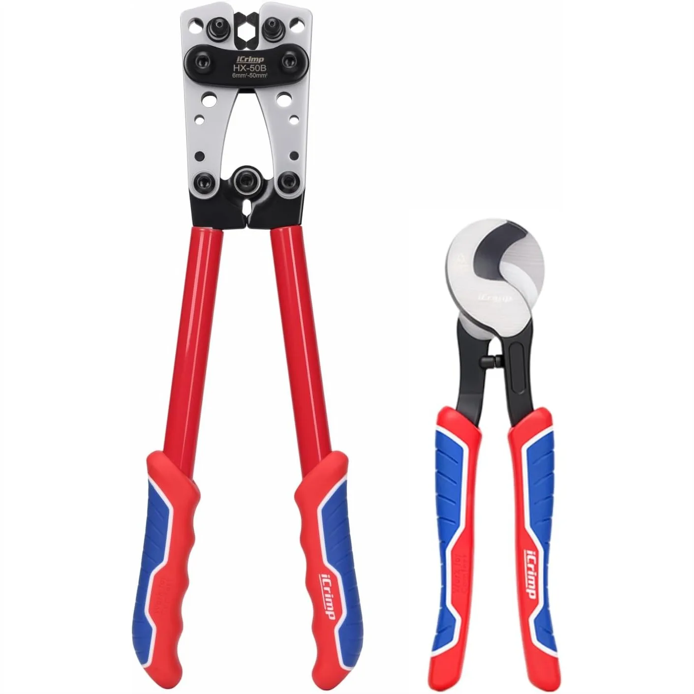

Battery Cable Lug Crimping Tool for 8-1/0 AWG, Heavy Duty Wire Lugs & Battery Terminal, Hex Crimper with Wire Shear Cutter
