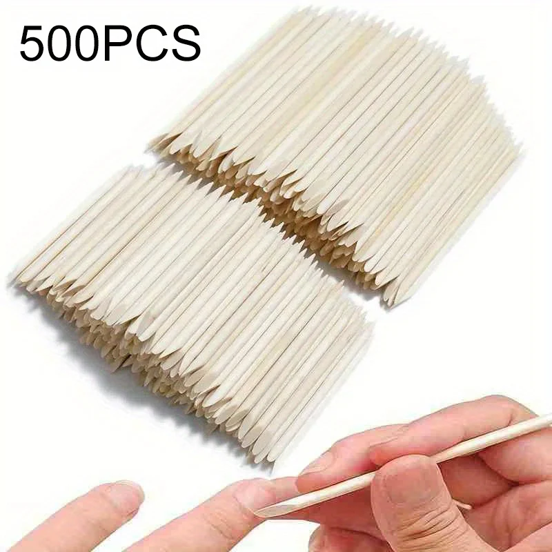 

2-500Pcs Orange Wood Nail Sticks Double Sided Cuticle Pusher Remover Rhinestones Dotting Tools Nail Art Manicure Pedicure Care