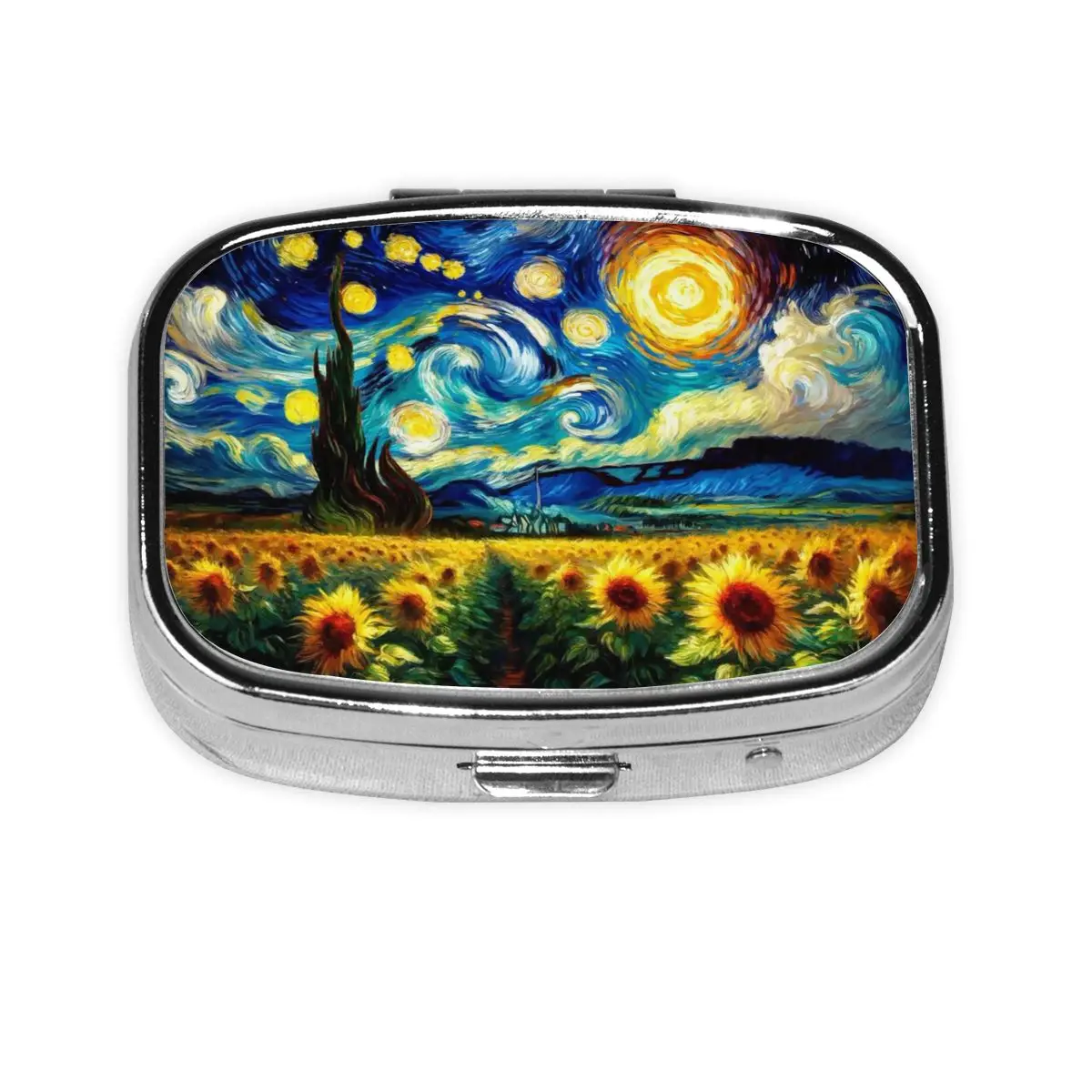 

Винсент Ван Гог Звездная ночь коробки для таблеток с 2 отделениями дозатор таблеток картина маслом портативный контейнер для хранения лекарств