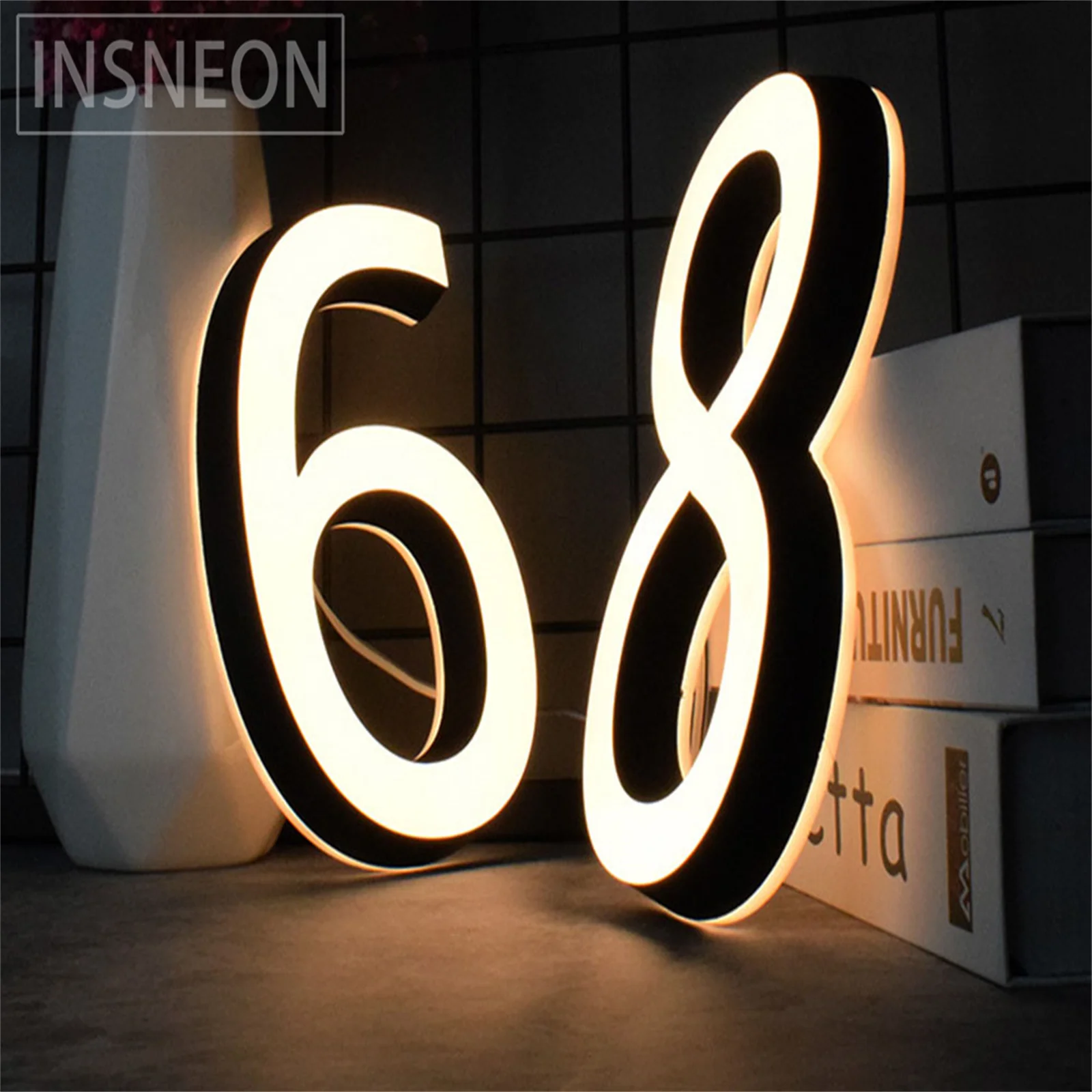 LED Double-sided Illuminated Number Plate Anti-aging Outdoor Acrylic House Number 3D Light Letter Door Sign