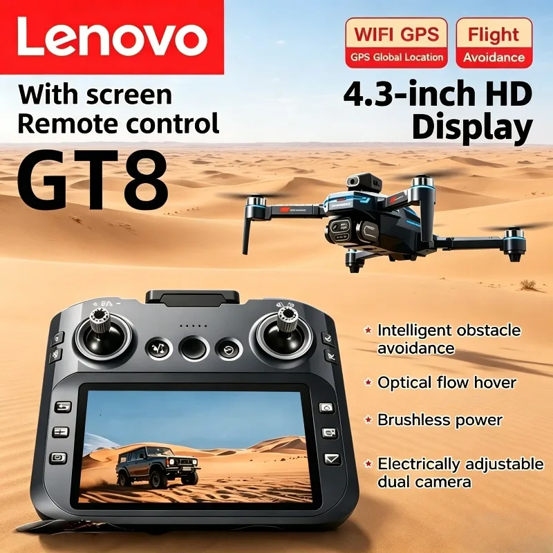 

Дрон Lenovo GT8 8K профессиональный с двойной камерой, GPS, FPV, бесщеточным двигателем, оптическим позиционированием, 4K, радиоуправляемый, складной квадрокоптер