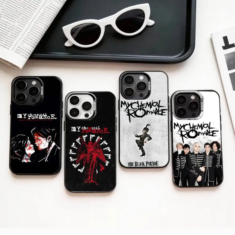 

A-My-Chemical R-Romance MCR Phone Case For iPhone17,16,15,14,13,12,11 Plus,Pro Max Colored Silver Plated Inside Cover