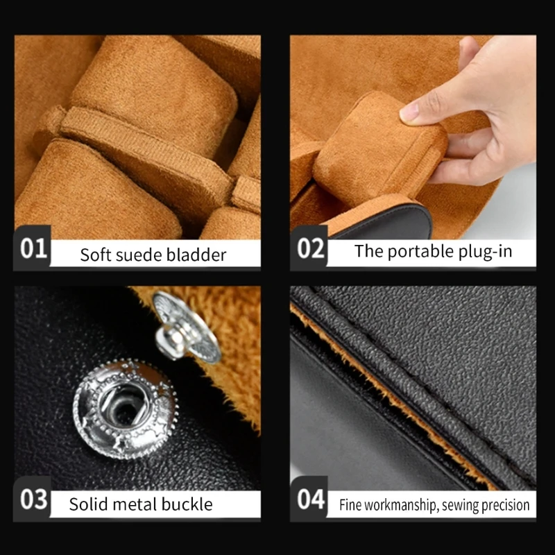 Men Leather Watch Box Organizer 6-Bit Watch Pouch Bag Organizer Box Easy Carry to Travel Watch Storage Pouch Jewelry Box image 4