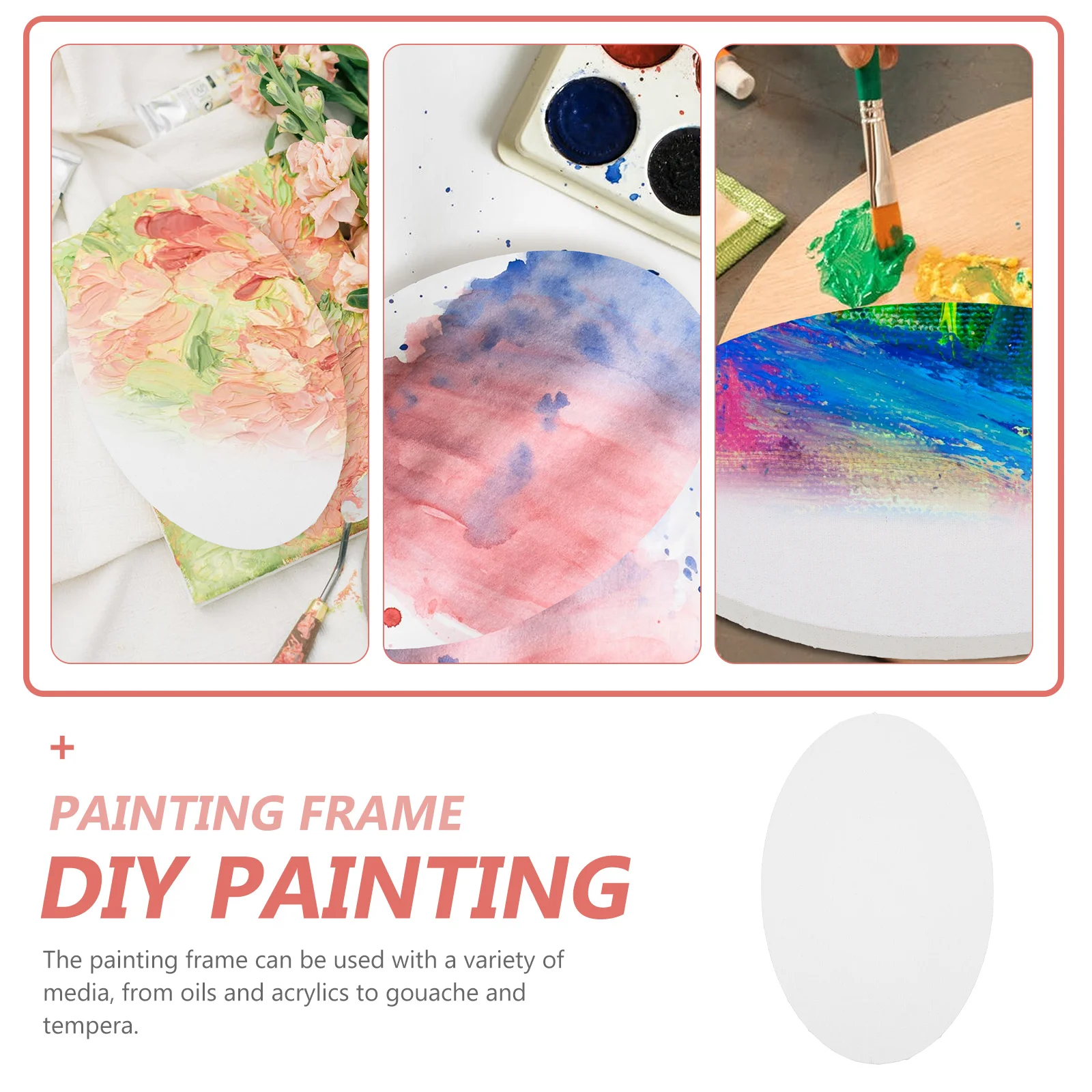 1pc Oval Oil Painting Frame Mini Canvas for Beginners Lightweight Compact Student Supplies Perfect for Oils Acrylics Home