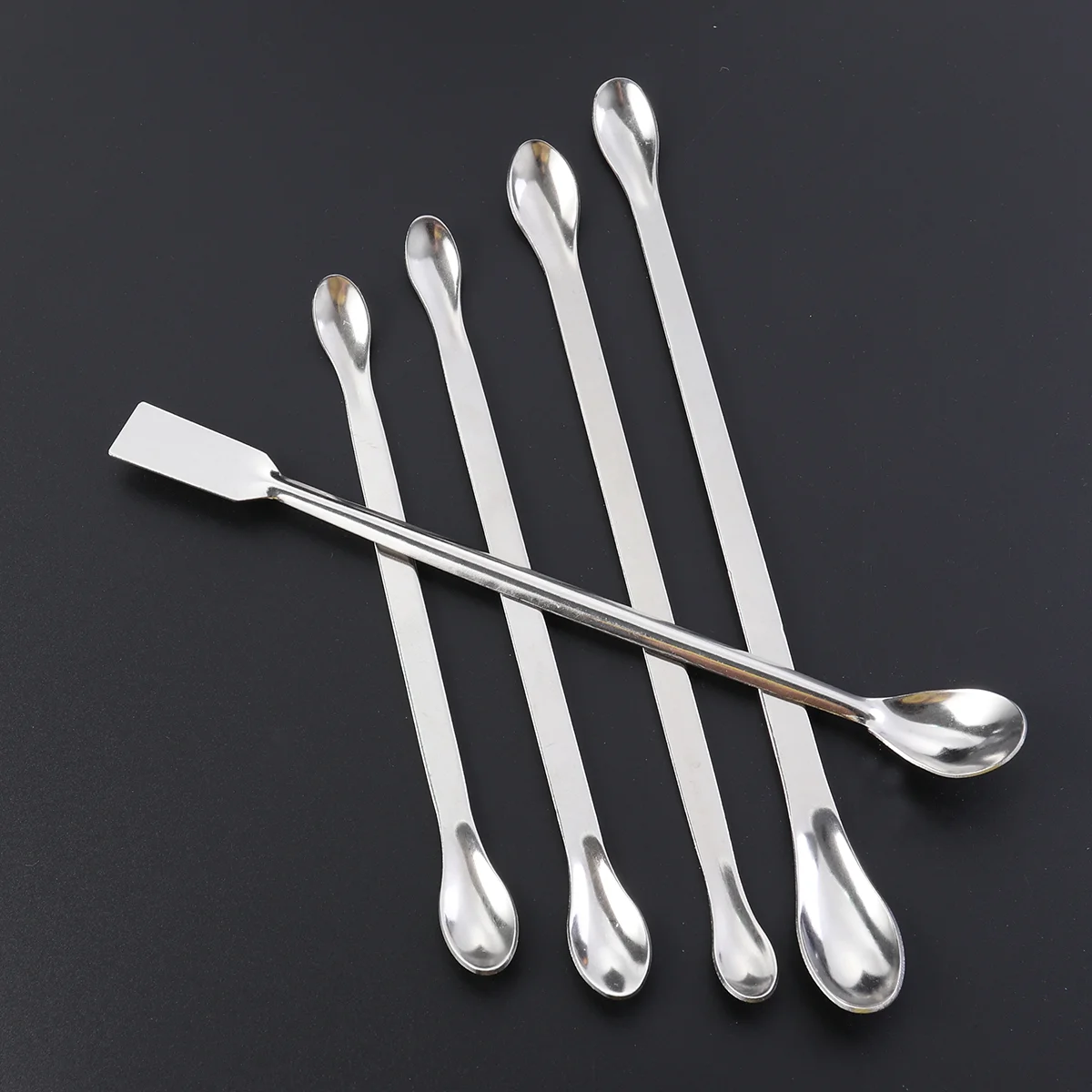 9 in 1 Stainless Steel Sampling Spoons Laboratory Scoops Mixing Spatulas (Silver) mixing spoon sampling spatula