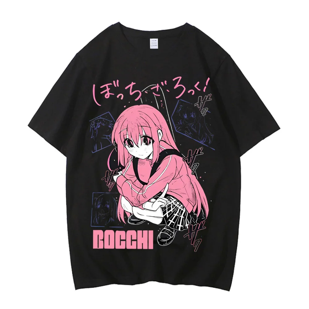 Bocchi the Rock cotton t-shirt teen korean clothes Retro Breathable Colorful top tees 2000s streetwear Pastel Classic hip hop