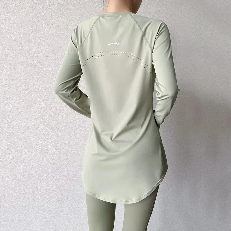 Hip Cover Long Sleeve Yoga Clothes Women 2025 Sportswear Gym Running Yoga Shirts Sports Tops Fitness T-shirt Gym Workout Blouses