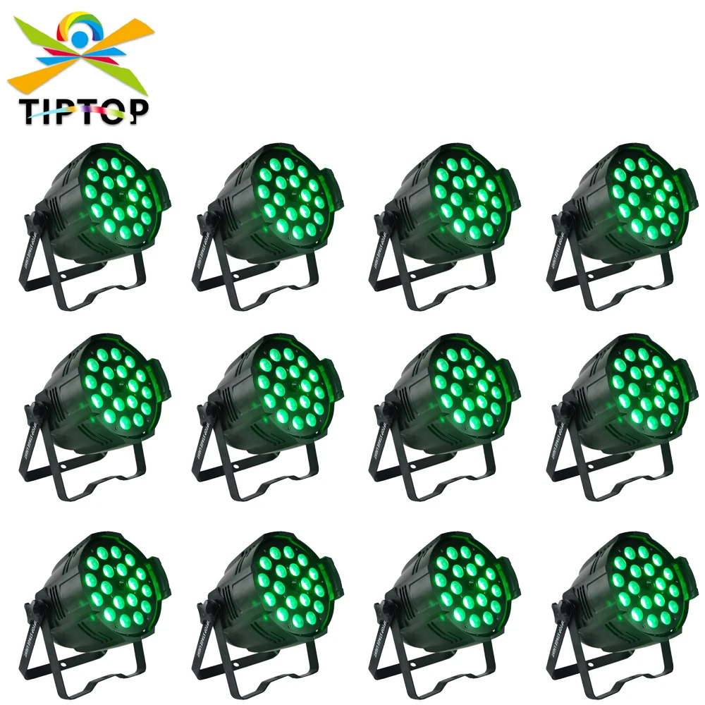 

TIPTOP 12 Pack 18x18W RGBWA UV 6IN1 Led Zoom Par Light Tyanshine True Power Fan Cooling Thick Aluminum Heat Sink Zoom 10-60