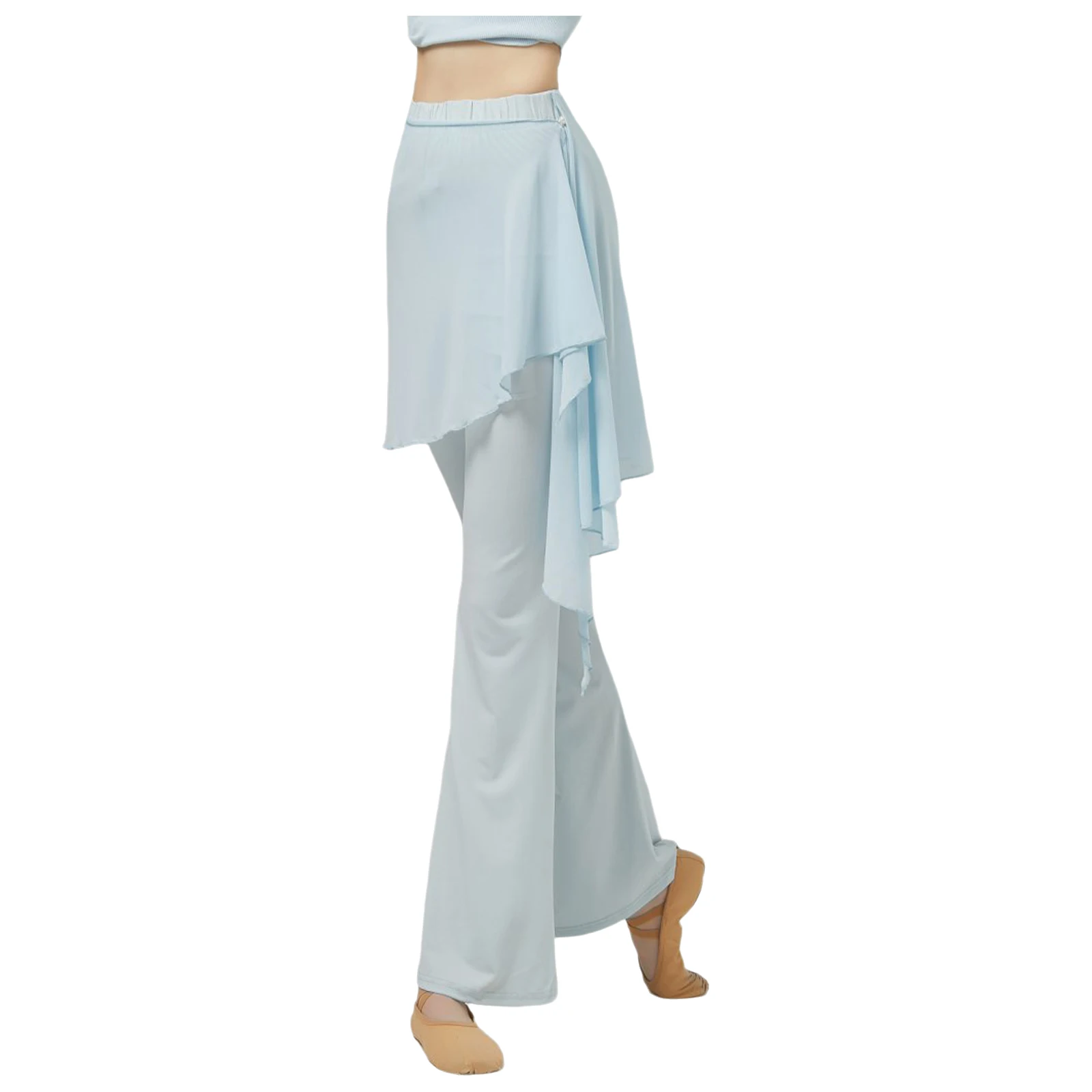 Pantaloni da ballo da donna Pantaloni lunghi leggermente svasati con sovrapposizione irregolare Costume da ballo avvolgente per danza lirica Danza classica