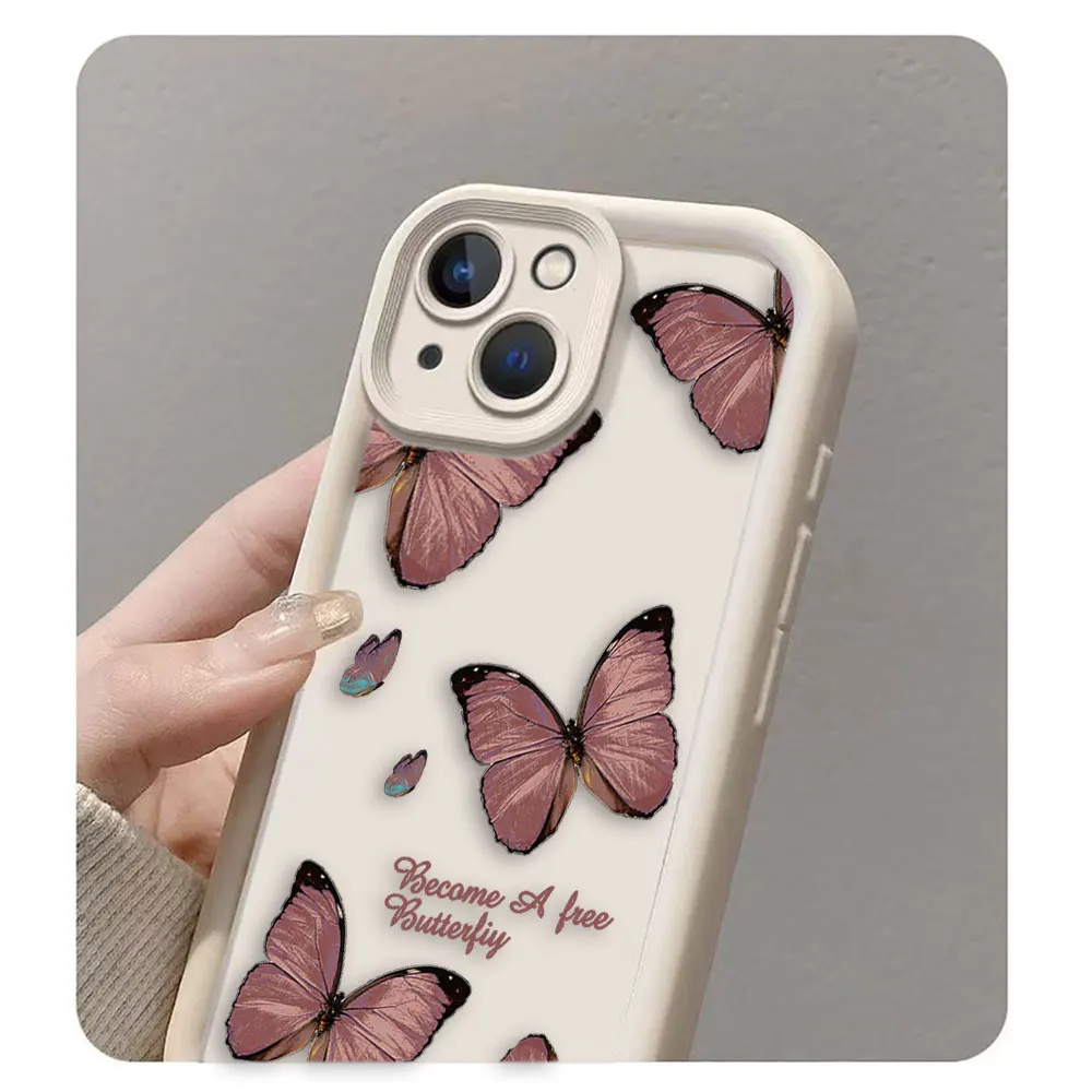 Pretty Purple Retro Butterfly Cover Phone Case For iPhone 16 APPLE 15 14 13 12 11 PRO MAX PLUS Soft TPU Color Case Funda Shell image 4