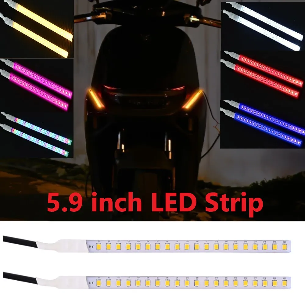 2pcs 5.9inch Turn Signal LED Strip Light 20LEDs Flowing Like Water for Motorcycle Car SUVs ATV.DC12V.