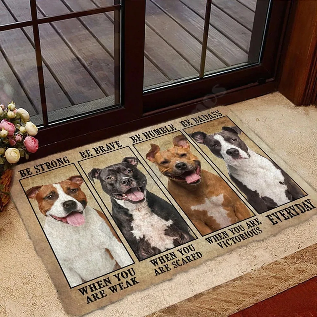 Staffordshire Bull Terrier/Weimaraner Doormat Porch Rug Mats Floor Carpet 3D Print Indoor Outdoor Doormat Non-slip Love Dog Gift