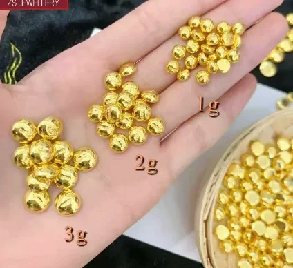 100% 24k pure gold beans fine gold balls 999 real gold beads 1g