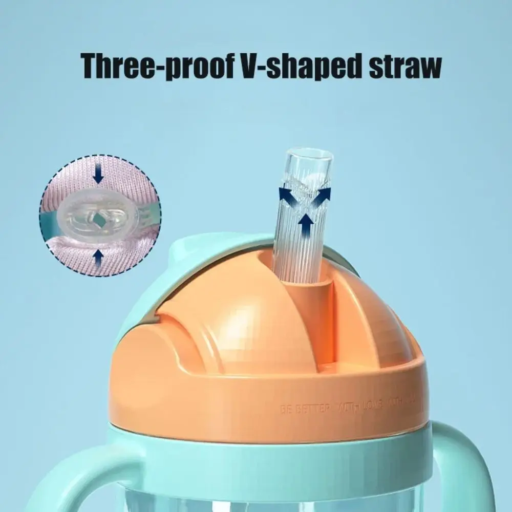 Prático Anti-estrangulamento Criança Garrafa De Água, V-Straw Sling Baby Cup, Leakproof Learning Water Cup