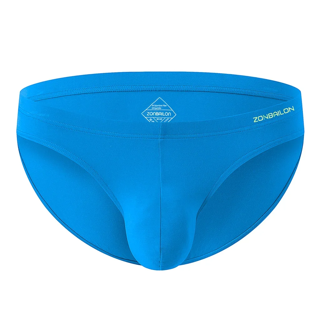 Jinshi Mens Briefs big Pouch Sexy Underpants Bamboo Breathable Stretchy Men's Briefs Bulge Solid Color Underwear