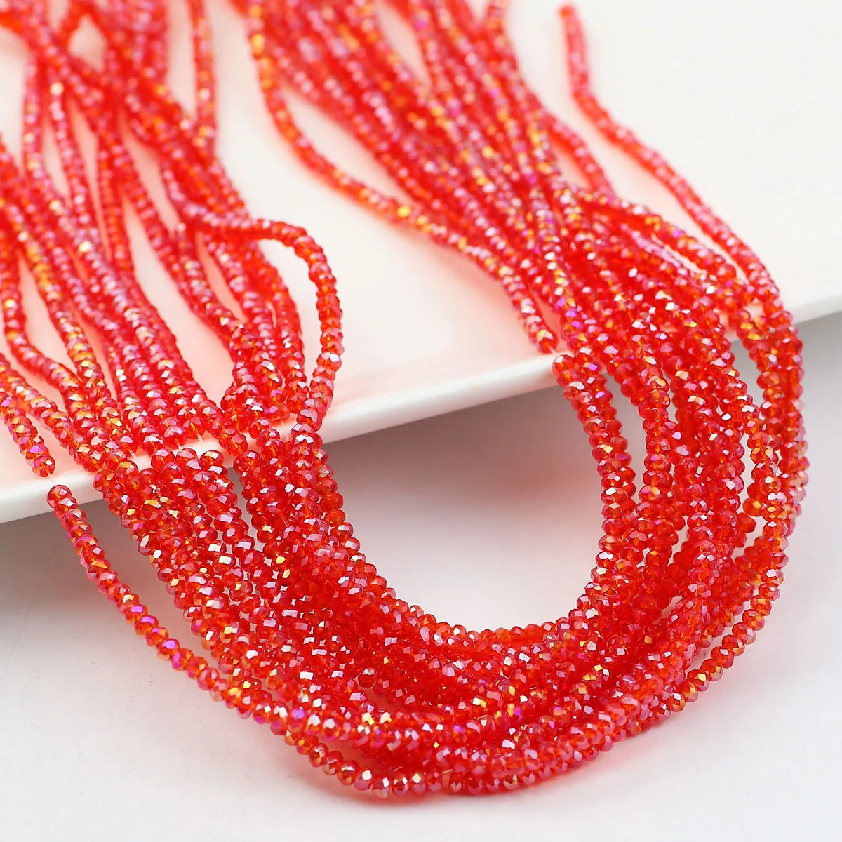 Flache, runde, facettierte rote Kristallglas-Abstandsperlen, 150–600 Stück, 2,5 mm, für Schmuckherstellung, DIY-Armbänder, Halsketten, Zubehör