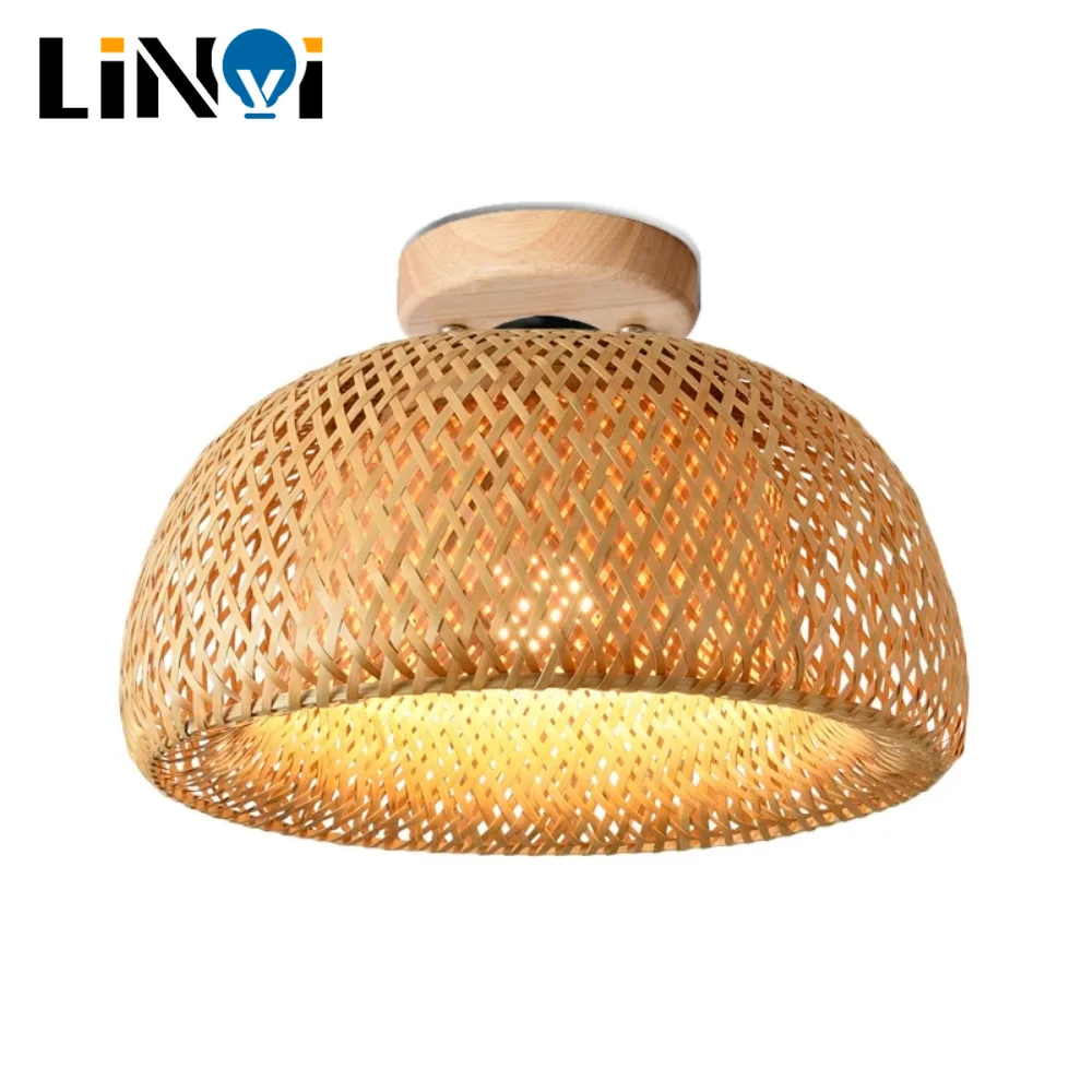 

E27 Minimalism Bamboo Ceiling Lights Home Creative Lighting Chinese Zen Tea Room Aisle decor Cage lamp Fixtures