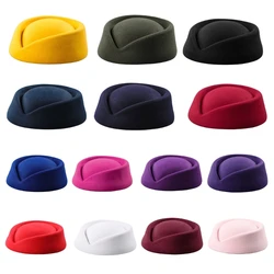 Vintage Stewardess Hat Women Stage Performance Cosplay Cap Female Masquerade Party Uniform Stewardess Pillbox Hat Photo Props