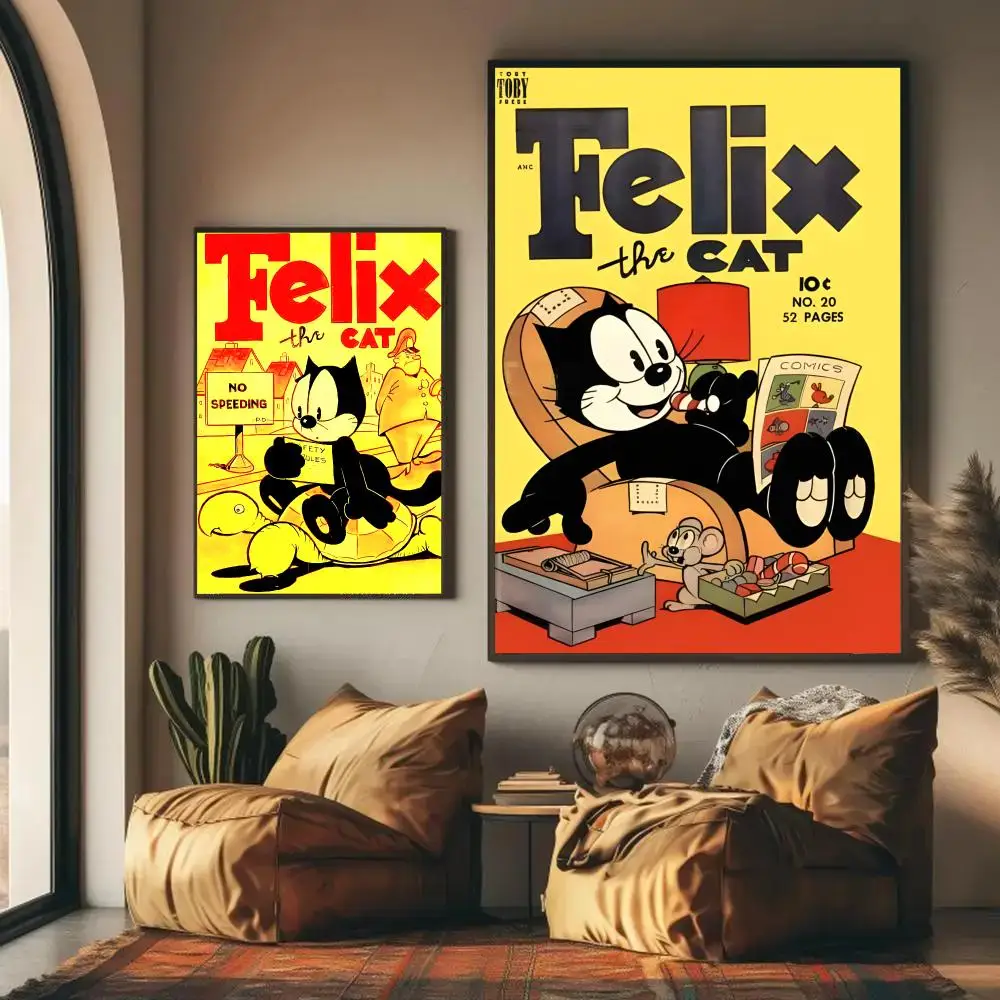 Felix The Cat Poster HD Wall Art Decal Self-Adhesive Aesthetic Decor For Home Living Bedroom Bar Aesthetic
