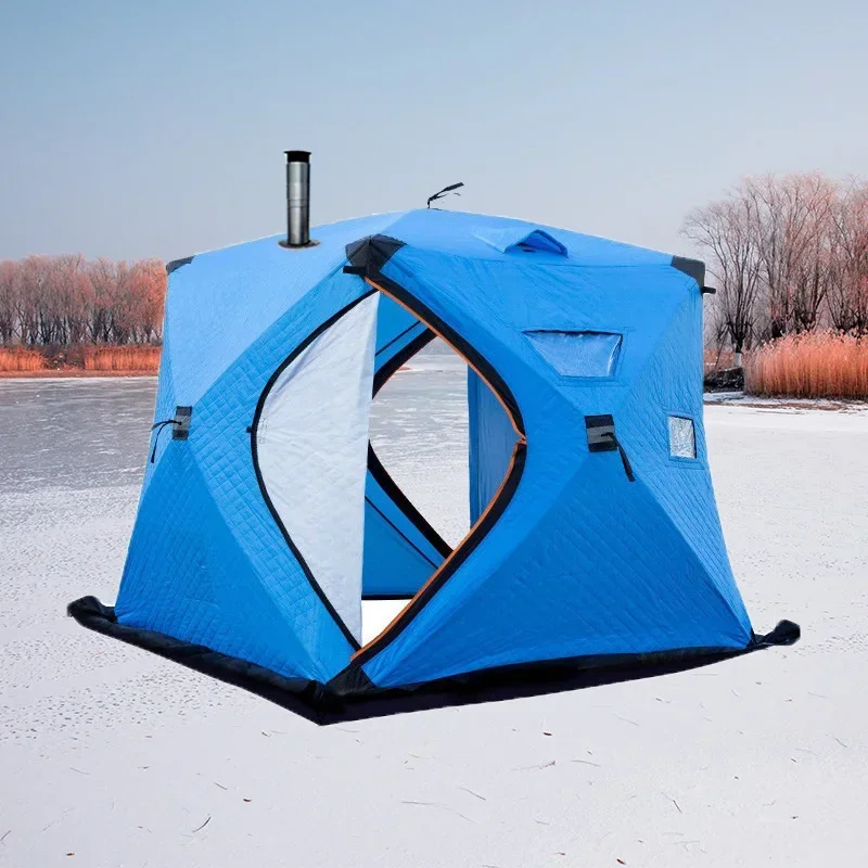 Custom Hot Sale High Insulated Winter Outdoor Camping Carp Cube Big Portable Sauna Tents Oem  Warm Large Ice Fishing Tent Dome