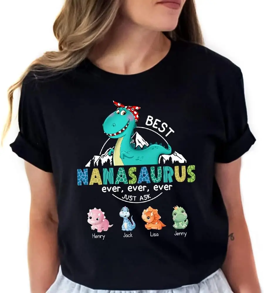 

Personalized Best Nanasaurus Ever Just Ask Dinosaur Mother's Day T-Shirt, Grandma Shirt, Cute Grandma Shirt for Women, Funny