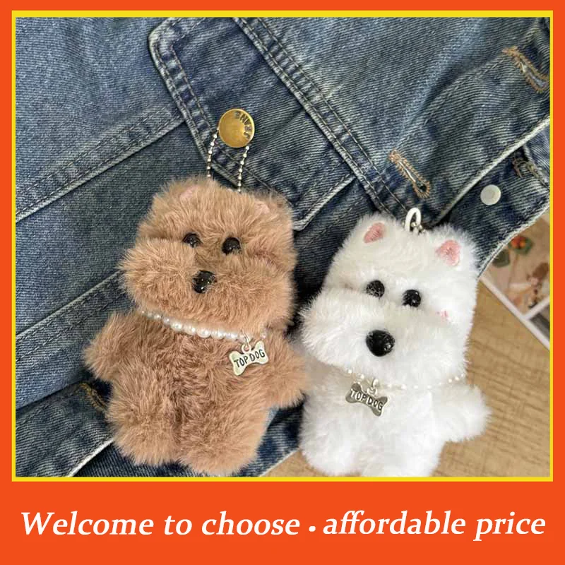 

TH 1pc new Kawaii West Highland Plush Keychain Cartoon Puppy Stuffed Doll Keychain Couple Keyring Lovely Bag Pendant Gifts