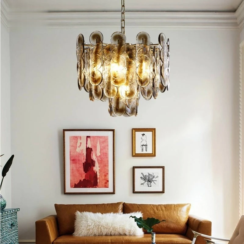 

Moorad Vintage American Glass Chandelier - Mid-Century Designer Minimalist Light for Multi-Space Living, Dining & Closet
