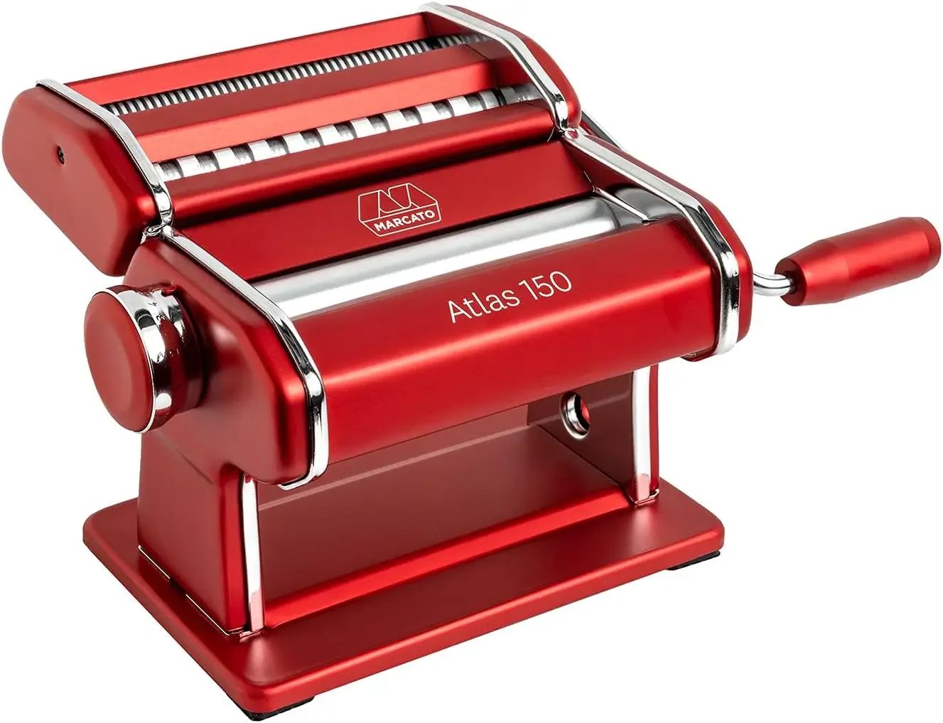 150 Machine, Made in Italy, Red, Includes Pasta Cutter, Hand Crank, and Instructions