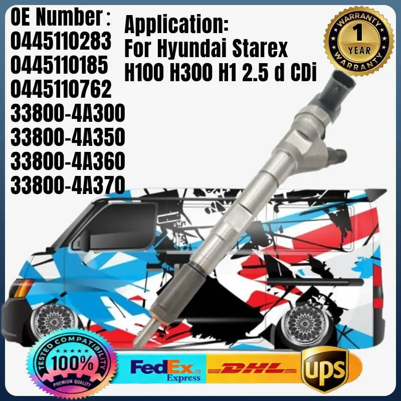 

0445110283 0445110185 0445110762 33800-4A300 33800-4A350/ 4A360/ 4A370 Fuel Injector for Hyundai H1 H100 H300 Starex 2.5D CRDi
