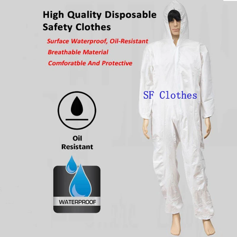 Disposable Breathable Dustproof Water Oil Resist Work Safety Clothing Anti Dust Spary Painting Decorating Labour Overall Suit