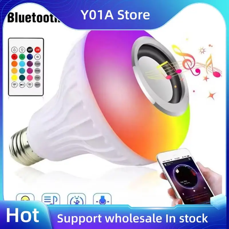 

Y01A E27 Smart RGB Беспроводная Bluetooth-колонка Лампа для воспроизведения музыки Светодиодная лампа с регулируемой яркостью и пультом дистанционного управления