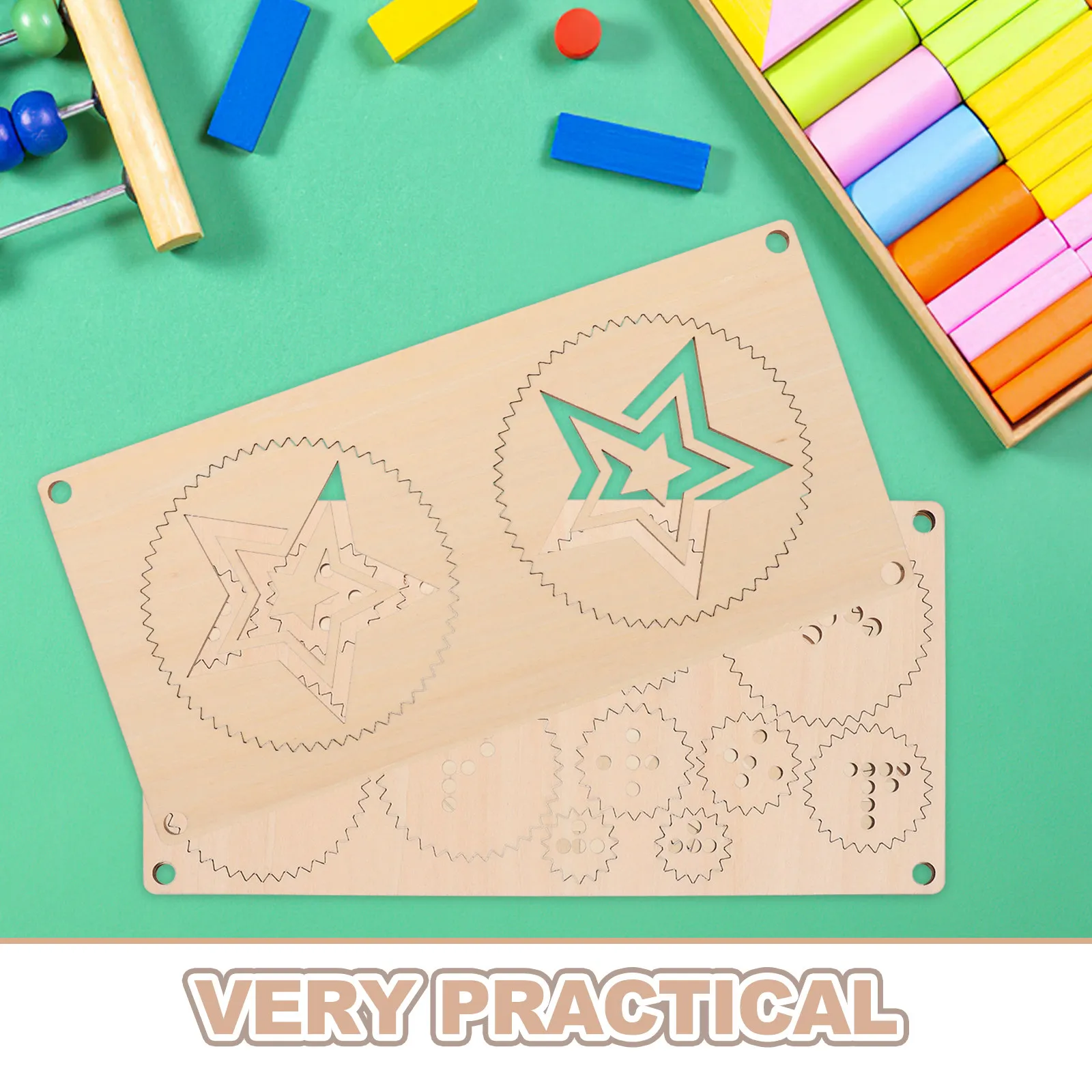 5Pcs Wooden Montessori Learning Board Set Fine Motor Finger Maze Reusable DIY Painting Stencils Geometric Animal Shapes Hand Eye