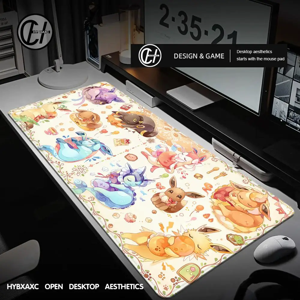 

Mouse Pad Kawaii Flower Pattern XXL Keyboard Rug Laptop Japan Anime P-pokemonS Mousepad PC Cute E-eevee Gamer Cabinet Desk Mat