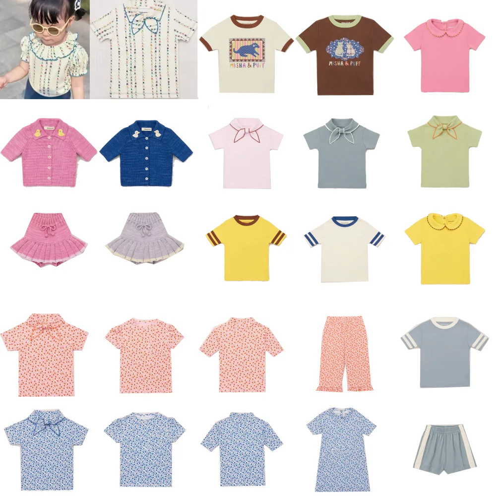 2026 New Summer M&P Kids Tees and Shorts Pants Clothing Sets for Boys Girls Cute Short Sleeve T Shirts Tops