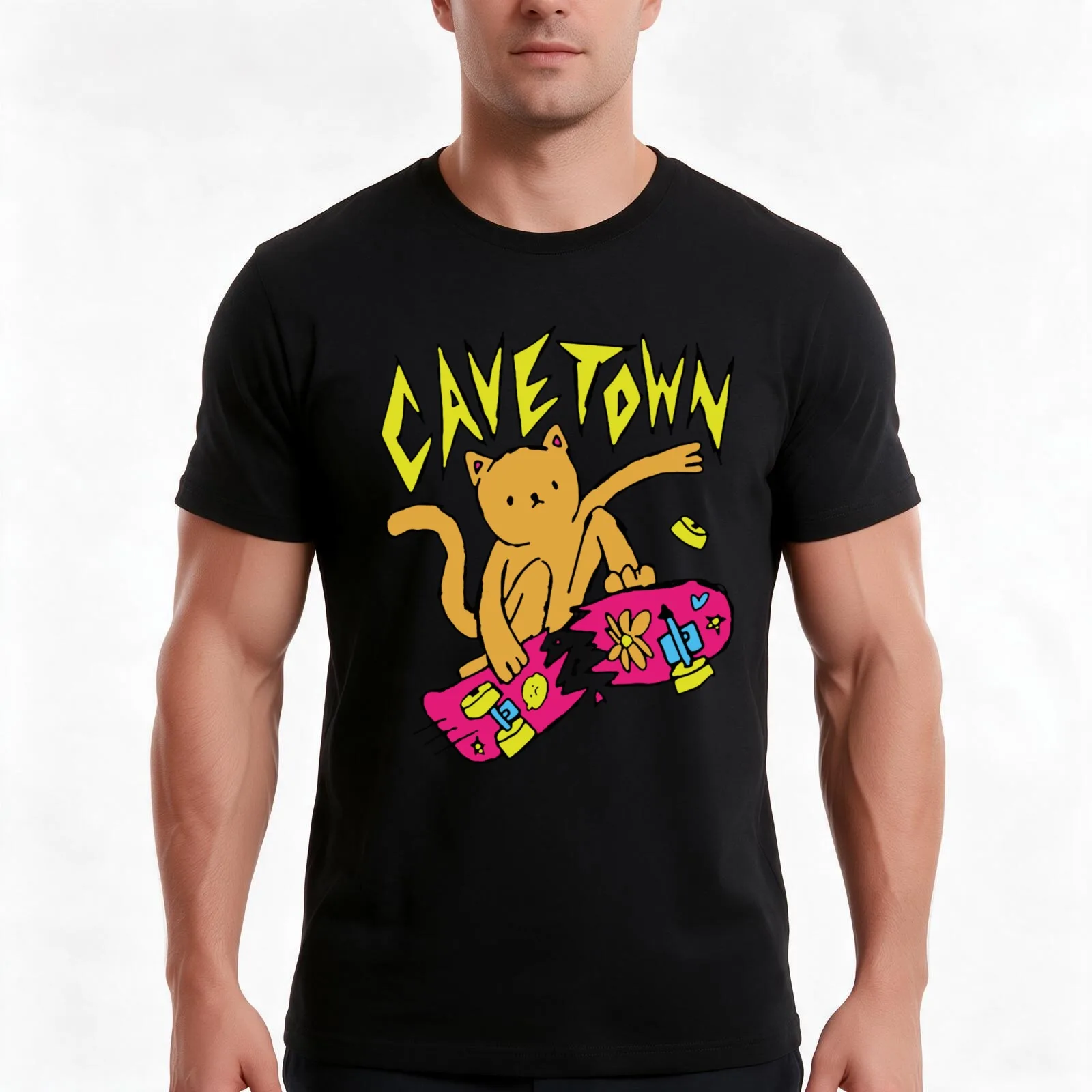 cavetown T-Shirt, Summer Casual Cotton Tee, Oversized Streetwear Tops, Vintage Graphic Print, Loose Fit Short Sleeve