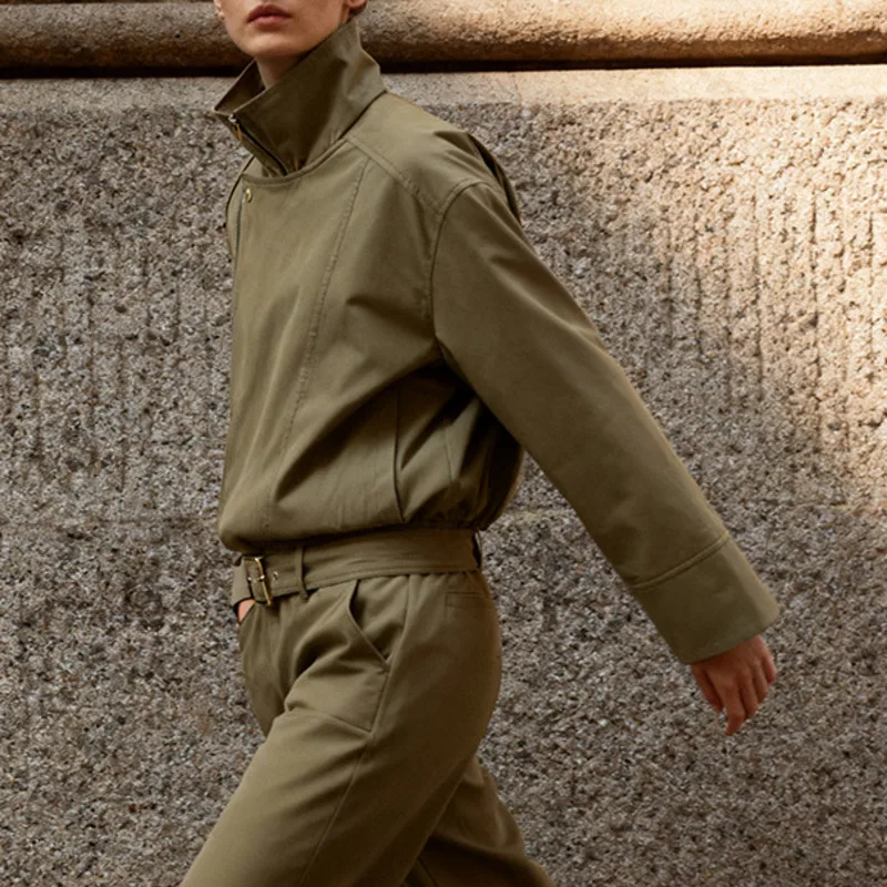 ANJY ربيع الخريف جديد إمرأة موضة الكورية نمط الوقوف طوق الزنانير تصميم سترة العصرية عادية تقسم سليم الشرير معطف A16937 #4