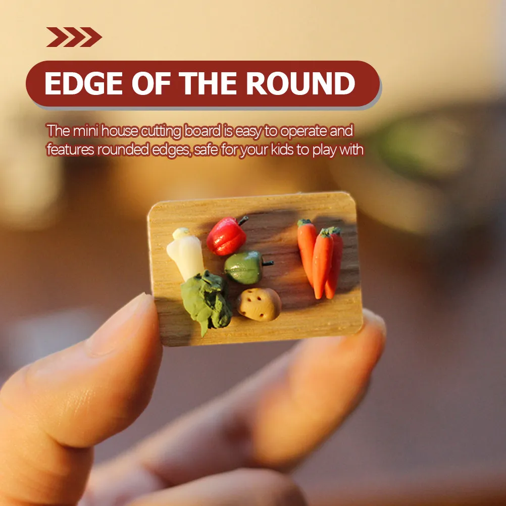 

Mini Cutting Board Realistic Wooden Miniature Prop For Dollhouse Kitchen Kitchenware Set, Mini House Adornment, Food Play