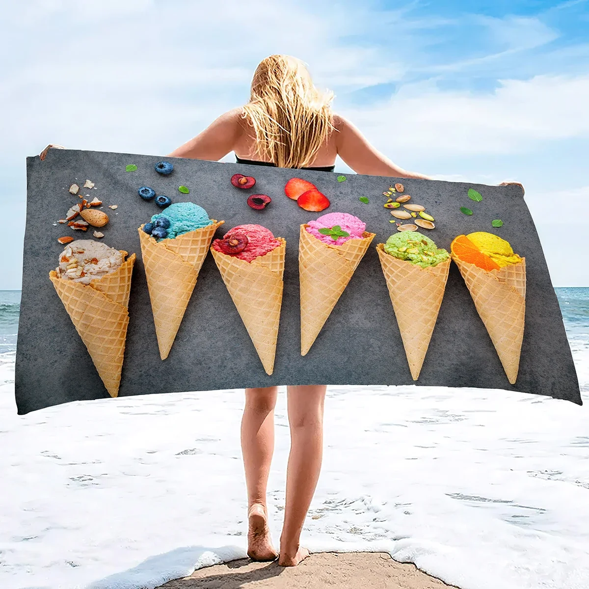 Super Soft Ice Cream Beach Towel Bath Towels Quick Dry Swim Towel Beach Blanket Absorbent Light Beach Towels Travel Towel