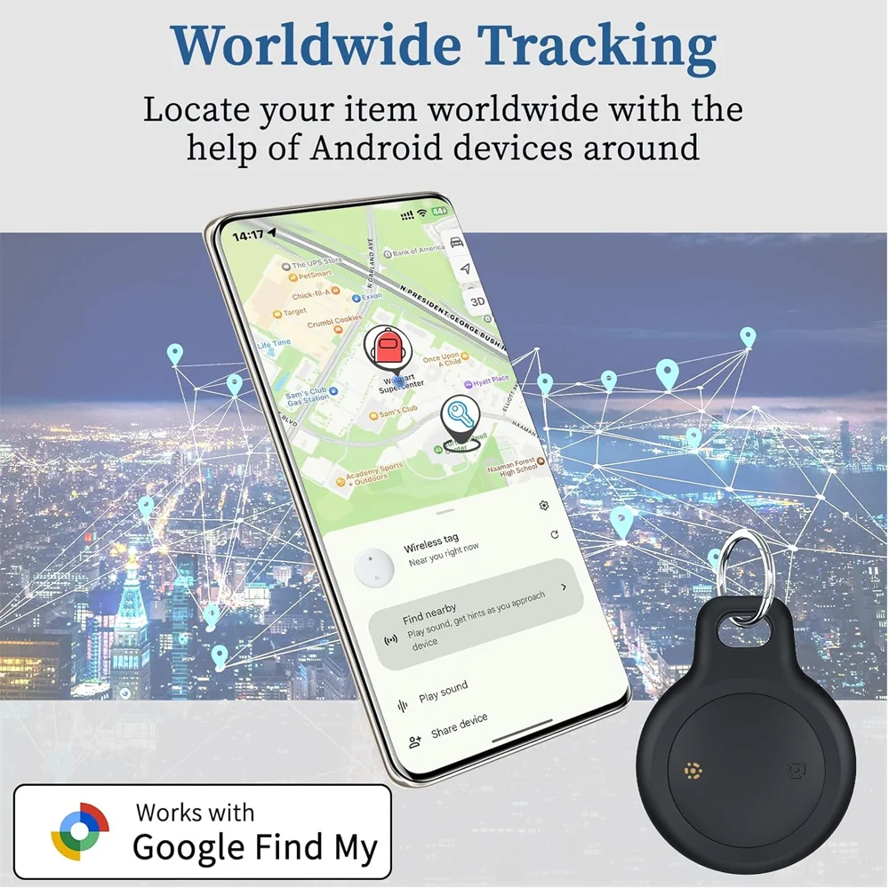 

Bluetooth-трекер для Android, поиск ключей, совместимый с Google Find Hub, отслеживающая бирка, предметы для багажа, чемодана