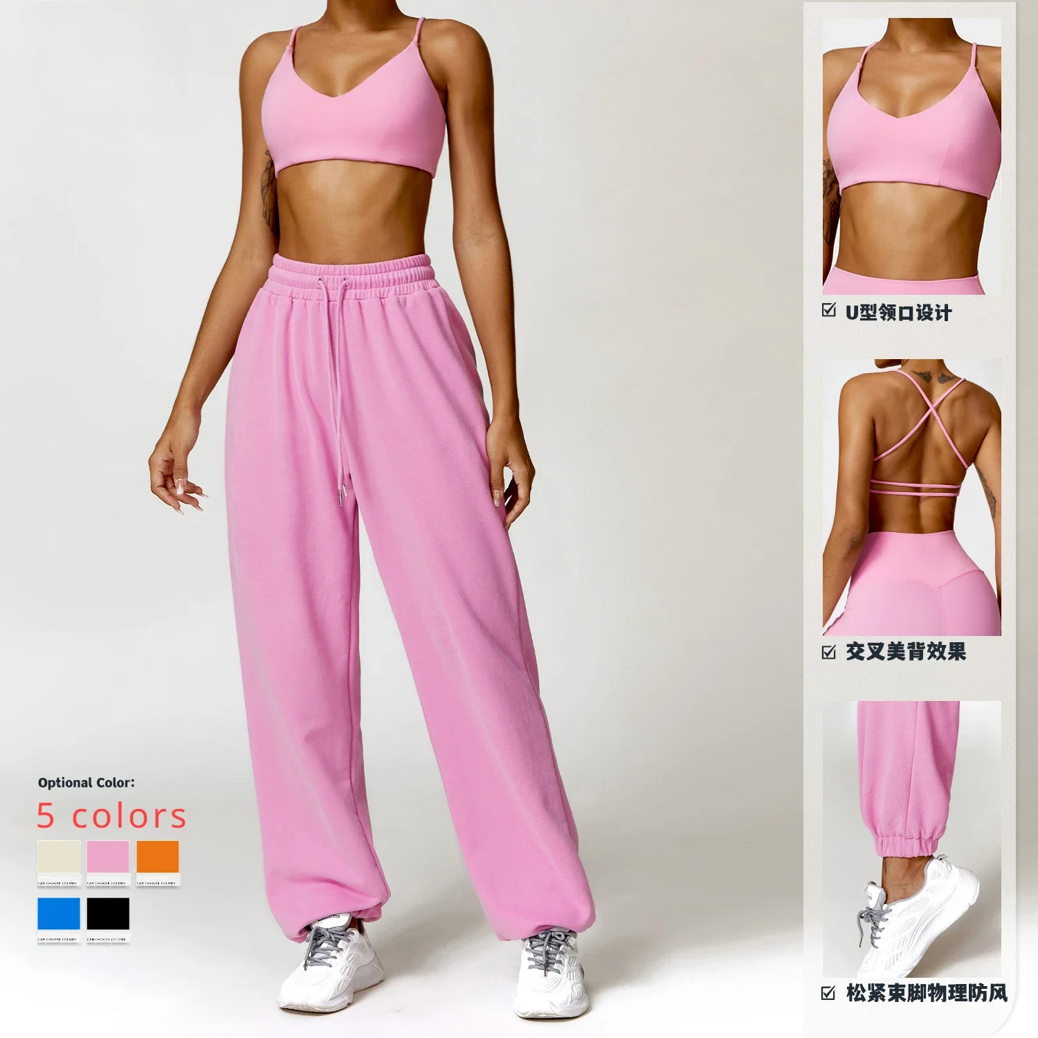 2/3/4 Matching Yoga Sets Women Outfits Fitness Tracksuit Gym Workout Sport Suit Pockets Leggings Zipper Hoodie Jacket Sweatpants