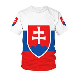 Slovakia Country Flag Pattern Same Style T-shirt For Men Hot Selling New Summer Women Short-sleeved T-shirt Tops Children 3D