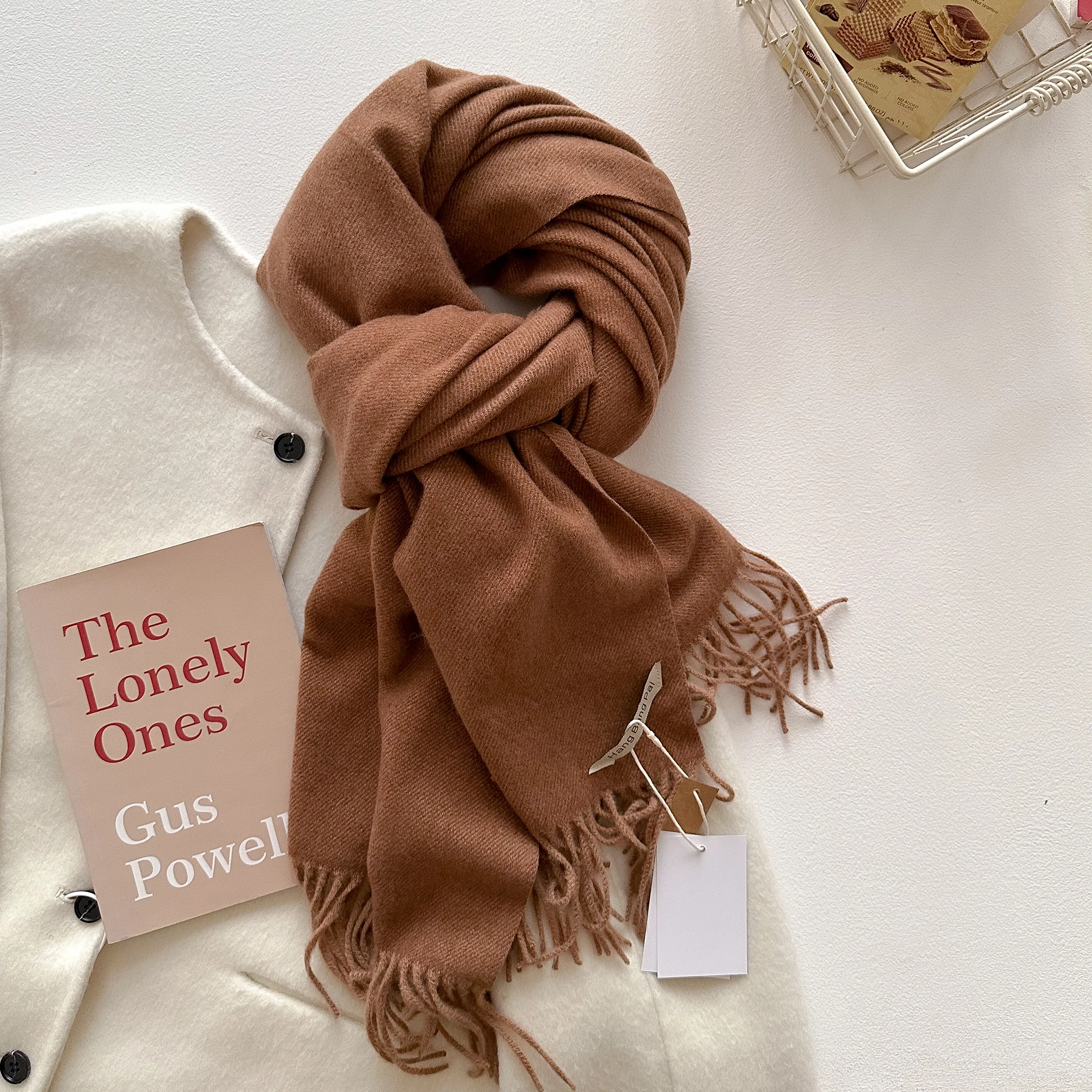 2023 neue Winter Wolle Schal Für Frauen Lange Warme Kaschmir Schals Hijab Solide Dame Schal Wrap Weibliche Pashmina Bandana Kopf schals – Detail 14