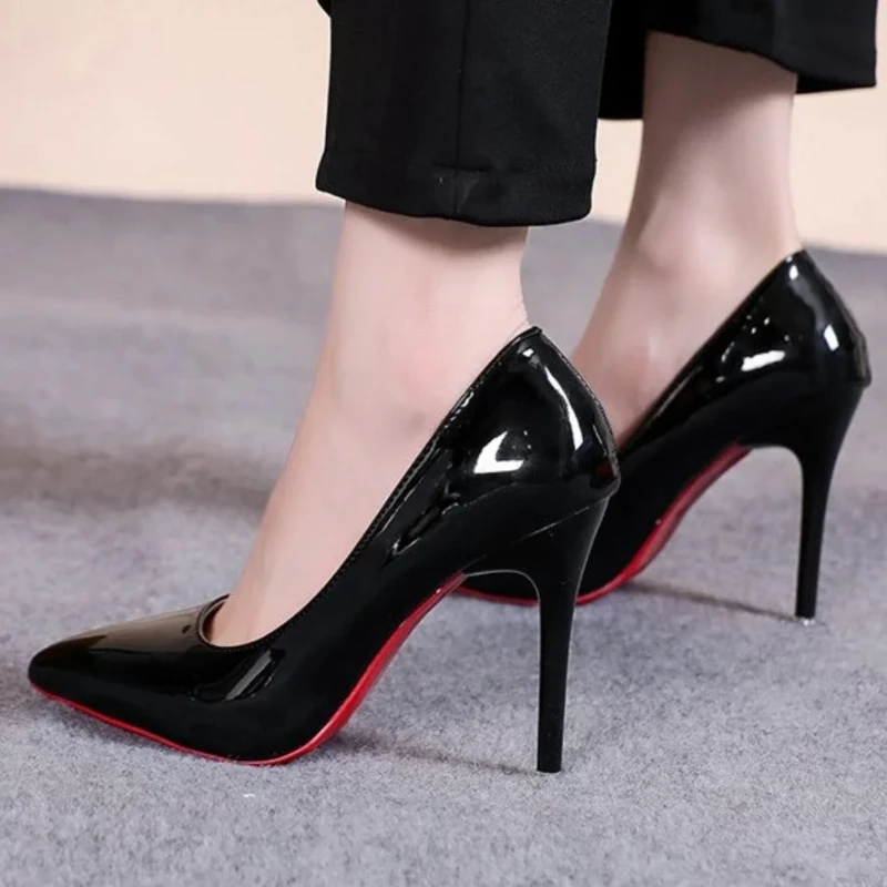 Sexy Red Bottom Women High Heels Classic Ladies Pumps Autumn Leather Dress Heel Shoes for Women Banquet Wedding High Heels view 3
