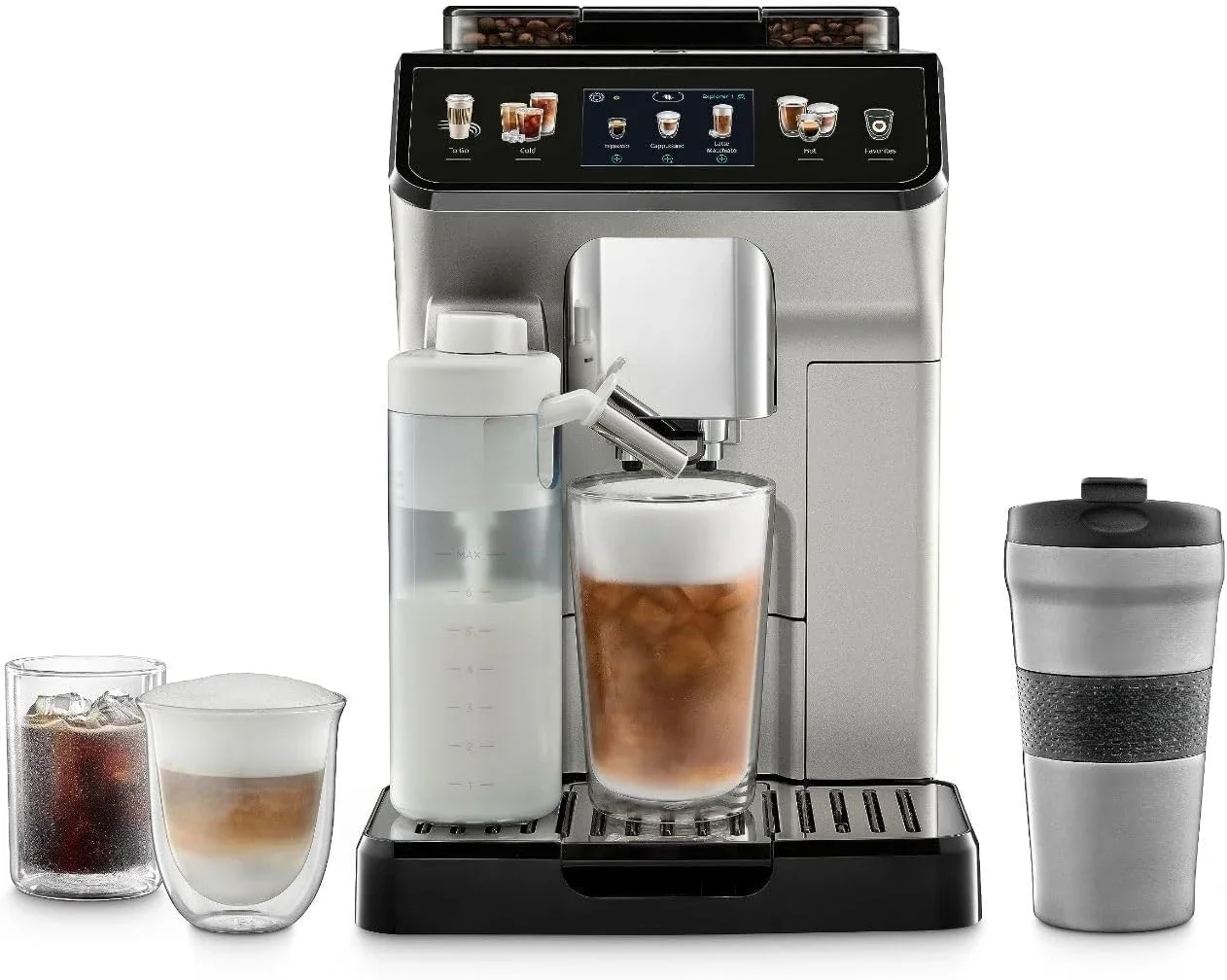 home.Eletta Explore Espresso Machine with Cold Brew, Automatic Hot & Cold Milk Frother for 50+ One Touch Recipes, Built-in Grind